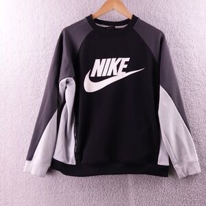 Nike Sportswear Colorblock Crewneck Sweatshirt Black White Gray Women's Medium